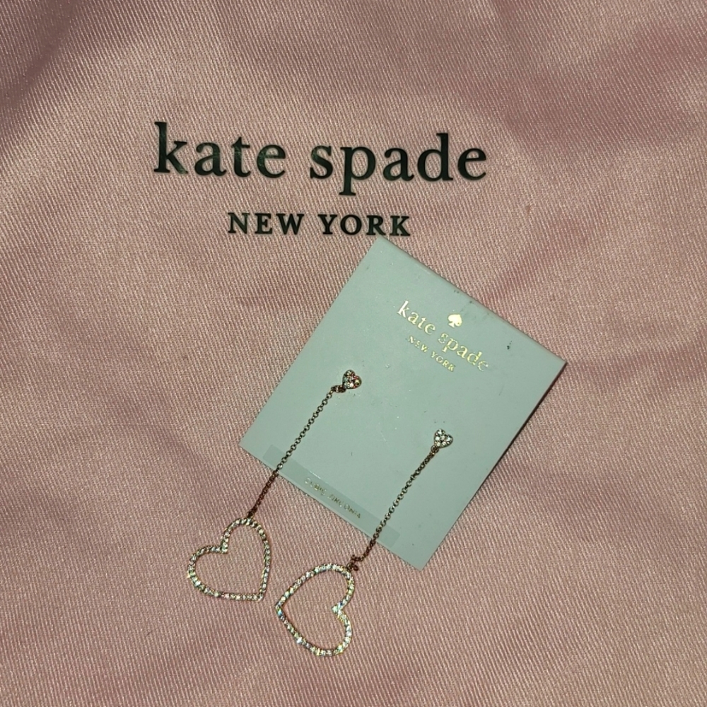 Kate spade Rose gold drop heart earrings
